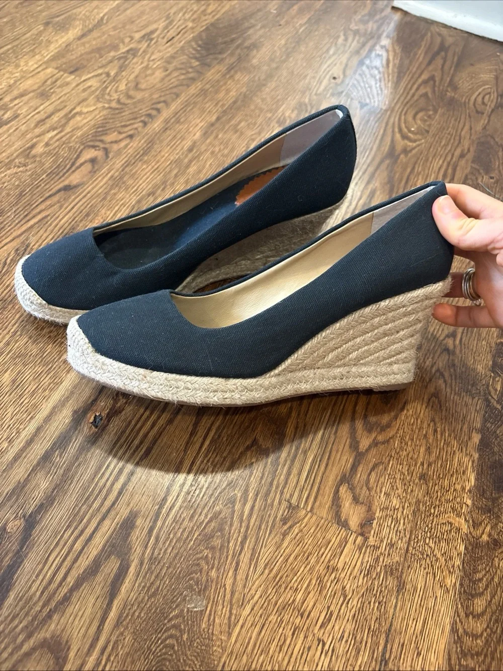J. Crew Black Espadrille Wedge Pumps - Women's